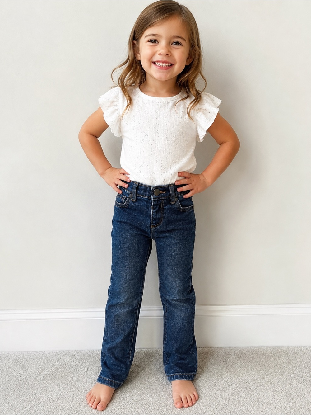 The Children’s Place Girls 4T Skinny Jeans Adjustable Waist Dark Wash Denim